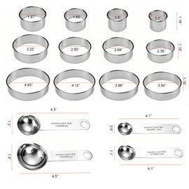 12Pcs 18/8 Stainless Steel Cookie Cutters Set with 4Pcs Measuring Spoons
