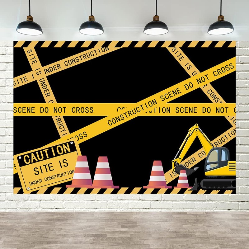 Construction Site Theme Backdrop for Construction Themed Birthday Party MEETSIOY