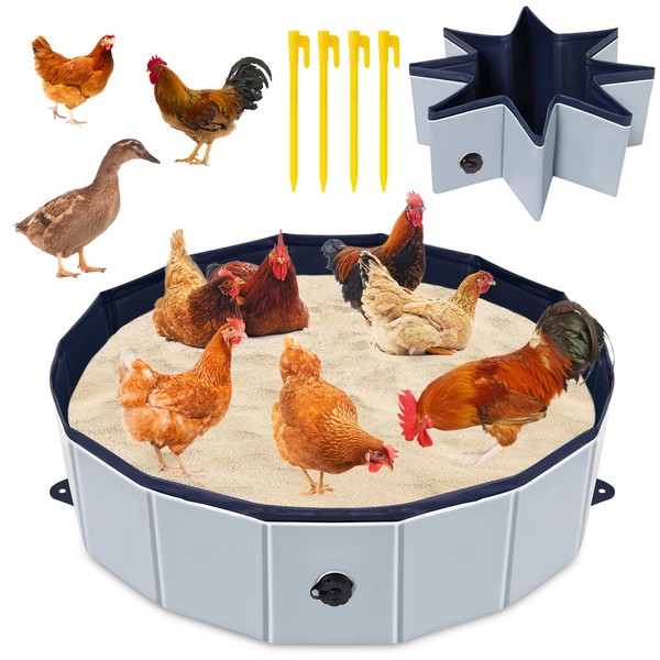 Upgraded Chicken Dust Bath Tub - New Foldable Design, Extra