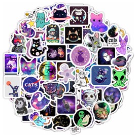 BulbaCraft 100Pcs Space Cat Stickers - Galaxy Cate Stickers, Gifts for Women & Men