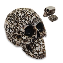 Vyxara Skull Storage Box, Trinket Box - Hand Painted Gothic Skull Decor with Jewelry Compartment, Resin Skeleton Head Keepsake Container for Rings Keys and Small Treasures, Macabre Home Decor