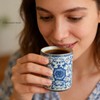 CmengAo Blue and White Floral Porcelain Tea Cups Set of
