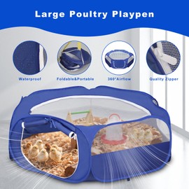 HORTUSGO 2025 Upgrade 6-in-1 Chicken Brooder Box, Brooder Box for Chicks Includes Pet Cage Tent, 1 Perch, 2 Chick Feeders, Chick Waterer, and Chicken Nesting Pad