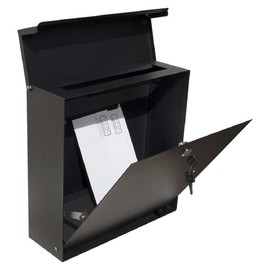Qualarc WF-P015 Covina Wall Mount Rectangular Mailbox with Hidden Lock, Black