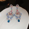 Xerling Multi-colored Rhinestone Crystal Dangle Drop Chandelier Earrings Bridal Statement