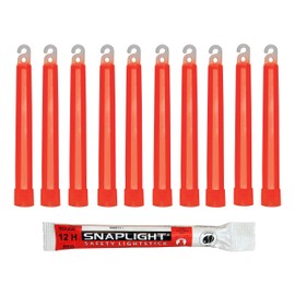 Red Cyalume SnapLight Glow Sticks (Pack of 10) - 15 cm Glow Sticks with Hooks at the End - Ultra Bright Light Sticks with a 12 Hour Luminosity