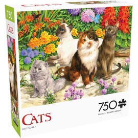 Buffalo Games - John Francis - Cat Flora - 750 Piece Jigsaw Puzzle for Adults -Challenging Puzzle Perfect for Game Nights - Finished Size is 24.00 x 18.00