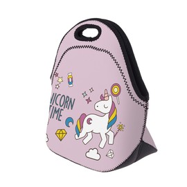 Insulated Neoprene Lunch Bag for Women,Men and Kids, Reusable Soft Lunch Tote for Work School (Unicorn TIME)