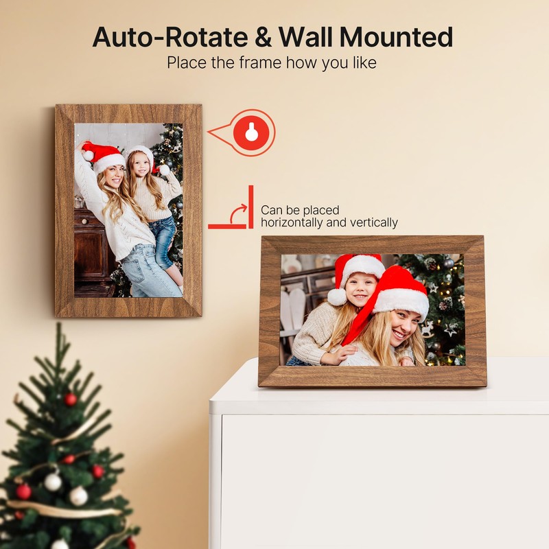 Uhale Digital Picture Frame 32GB Storage 10.1 Inch Wood WiFi