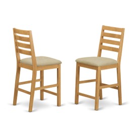 East West Furniture CFS C Counter Height Chairs, Cushion Seat, Natural Oak Finish