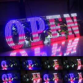 LemonNova 40'' x 14" LED Open Signs for Buisness, Remote Control and Adjustment Brightness & Speed - 14 Mode, Large Open Closed Sign for Bar Store Restaurant Office Hotel Salon USA Flag