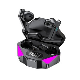 Wireless Bluetooth Earbuds, Touch Control, Digital Display, Black/Purple