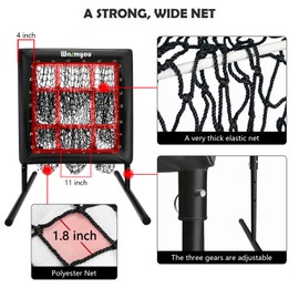 Sports Pitching Net with Strike Zone Baseball/Softball Net Best Hitting Nets Target Portable 9-Grid Pitching Aid Adjustable Height Training Equipment for All Ages and Skill Levels, Black