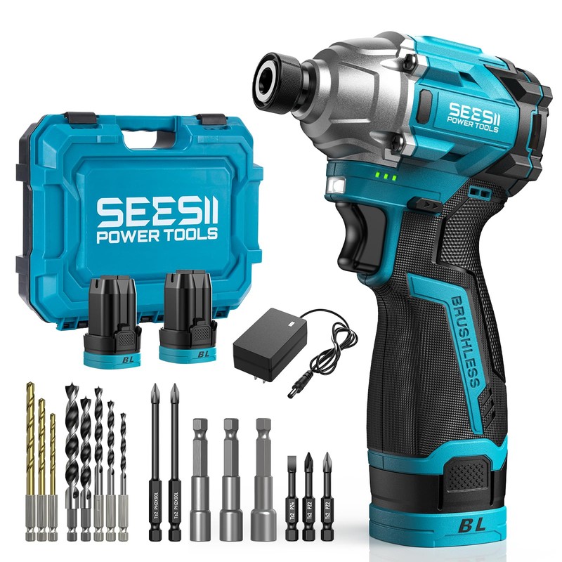 SEESII 16.8V Impact Driver Kit, 1/4" Hex Cordless Impact Driver