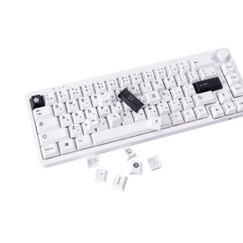 GK GAMAKAY White Japanese Keycaps 129 Keys Cherry Profile PBT Dye-Sub White Theme Minimalist Keycap Set Suitable for LK67 TK75 MK61/87/98/104/108 Layout Mechanical Gaming Keyboard (White-Japanese)