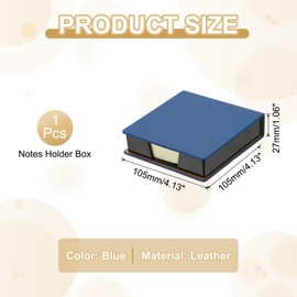 PATIKIL Leather Sticky Notes Holder, 4x4 Sticky Pads Dispenser Business Card Holder Memo Pad Organizer for Desk Home Office Books Notebook, Blue