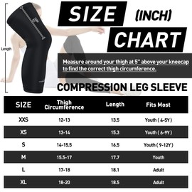 COOLOMG (1 Pair Basketball Compression Knee Sleeves Long Leg Sleeves for Kids Youth Adult White L