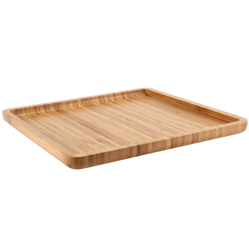 MUKLEI 4 Pack 11.8 Inches Square Bamboo Tray, Natural Bamboo