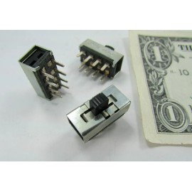 CW Industries 10 CW Slide Switches 2 Pole, 3 Position Board Mounted Through Hole G-128S-0012