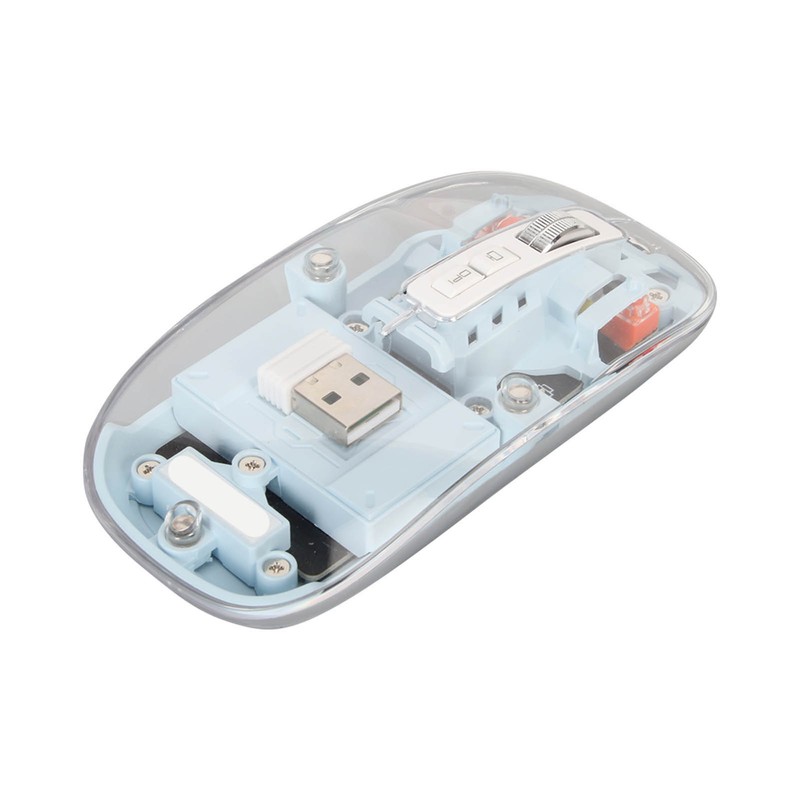 Wireless 2.4G Bluetooth Transparent Mouse 2400 DPI Rechargeable 400mAh RGB