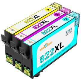 Houseoftoners Remanufactured for Epson 822XL Ink Cartridge High Yield Replacement for Epson 822XL Workforce Pro WF-3820 WF-4820 WF-4830 WF-4834 Printer (CMY, 3-Pack)