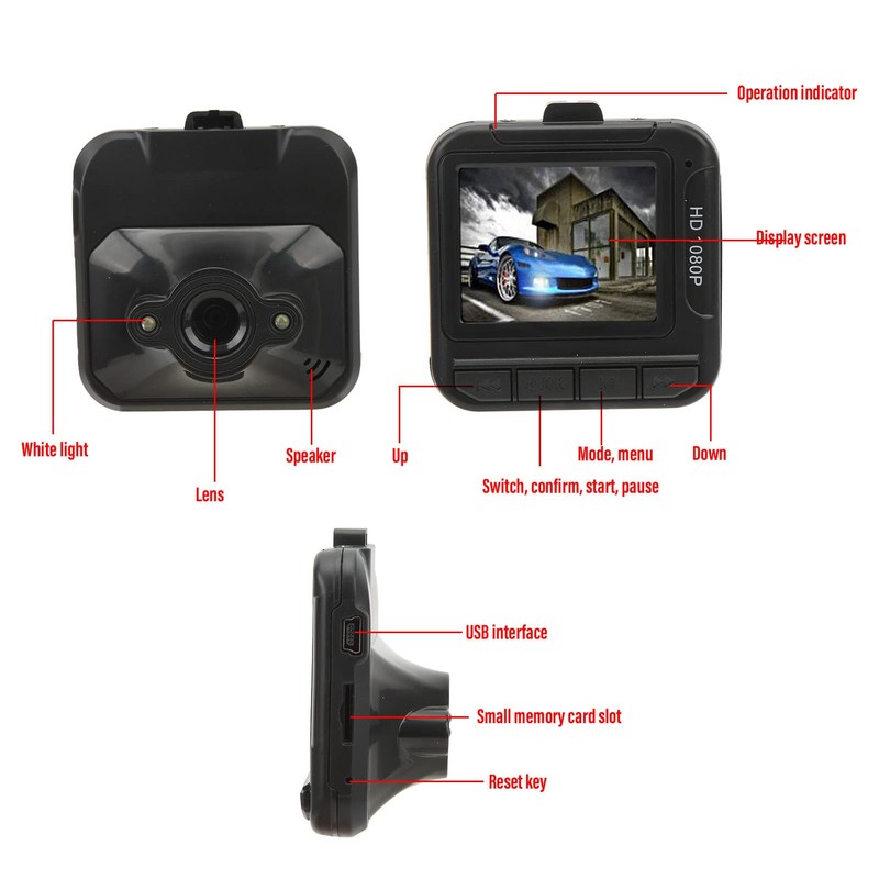 Dash Cam, 1080P FHD Driving Recorder 1.6" Screen Car Dashboard