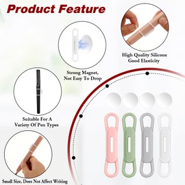 Jeffdad Magnetic Pen Pencil Holder, 4 Pcs Silicone Adjustable Pen Holder for Desk for Desk, Refrigerator, Whiteboards, Office Desk Accessories Pen Holder(Multicolor)