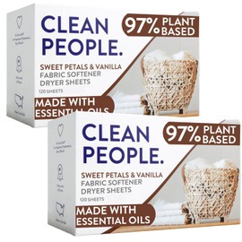 The Clean People Fabric Softener Sheets - Dryer Sheets - Softens & Removes Static Cling - Vegan Laundry Softener, Essential Oils - Sweet Petals & Vanilla 240 Pack