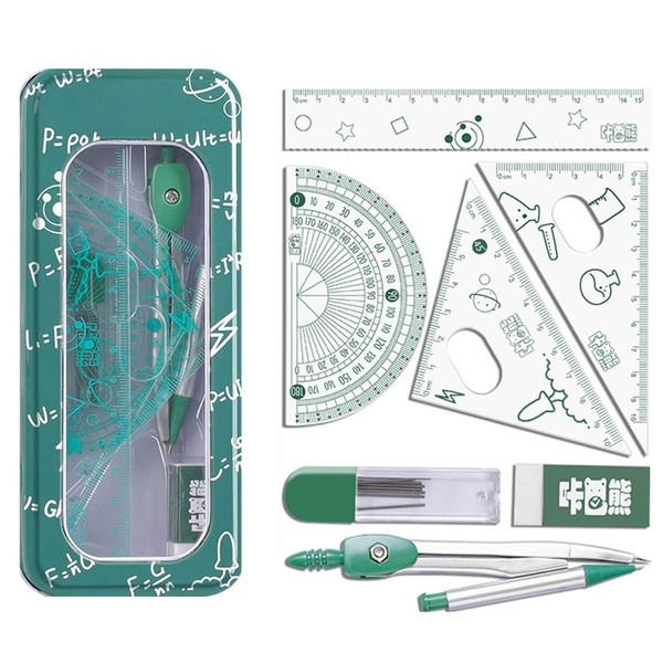 SAHENITEANA 8 Pcs Math Compass Rulers and Protractors Set, Geometry