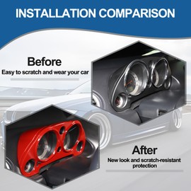 Center Console Dashboard Meter Panel Frame Trim Compatible with Mitsubishi Eclipse 2006-2011,Car Dash Instrument Panel Speedometer Frame Molding Cover Trim Accessories (Sports Red)