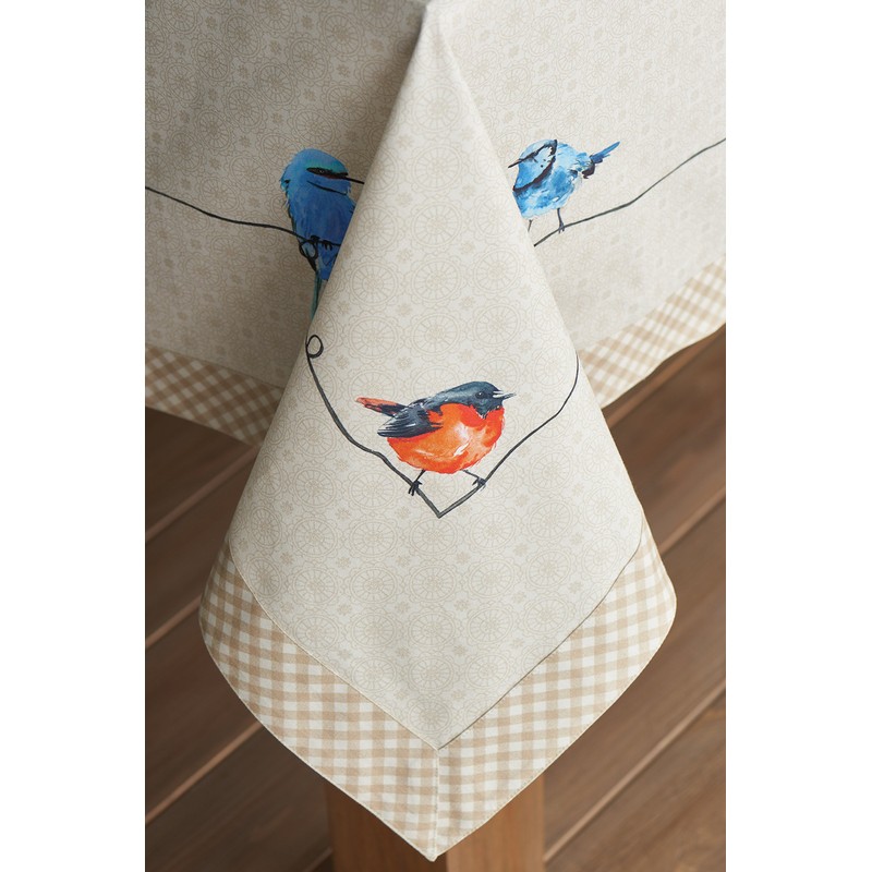 Maison d' Hermine Birdies on Wire 100% Cotton Tablecloth for