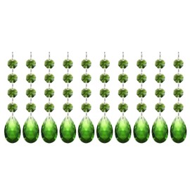 PATIKIL Teardrop Crystal Chandelier Pendants Beads, 10 Pack 125mm Length 38mm Chandelier Prisms Parts Ornaments Hanging Beads for DIY Arts Crafts Decoration, Green