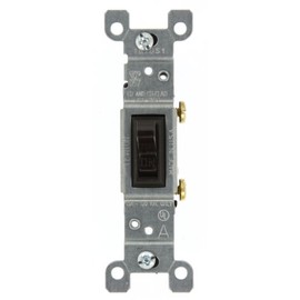 Leviton 1451-CP 15-Amp, 120-Volt, Toggle Framed Single-Pole AC Quiet Switch, Residential Grade, Non-Grounding, Brown