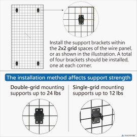 Grid Wall Hooks- 12 Pack Advanced Gridwall Mount Brackets with Reinforced Double Hook Design for Maximum Stability- Wall Mounting Hooks for Grid Wall Panel Display- Black Grid Panel Hooks