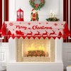Christmas Mantle Scarf - Merry Christmas Fireplace Decorations - Red