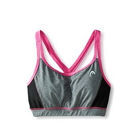 HEAD Women's Cosmic Sports Bra, Charcoal Heather, X-Small