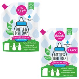 Dapple Dapple Baby Bottle Soap, Hypoallergenic Dish Soap for Baby Bottles, Powered by Plants, Fragrance Free, 34 Fl Oz (Pack of 2)