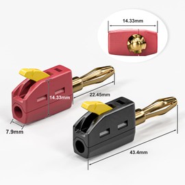 Cleqee 4mm Banana Plug High Current Quick Connect Gold-Plated 10PCS Banana Connector 32A Red&Black
