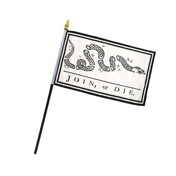 Join Or Die Black White 4"x6" Flag Desk Set Table