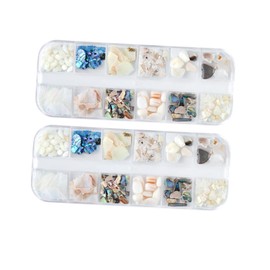 LALAFINA 2sets Natural Shell Flake Nail Art Decor Set High Gloss Manicure Accessories for Elegant DIY Nail Designs Creative and Chic Women Decoration