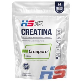 HS HERO SPORT Creatina Monohidratada Micronizada Creapure 200g. 100 Pura. Creatina Alemana Creapure. Vegana, 160 porciones, 5g por porción, Pre...    