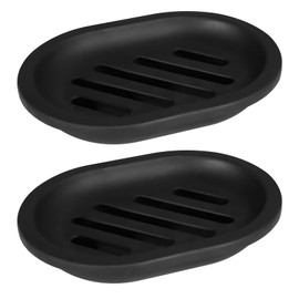 2-pack Soap Dish, Soap Holder, Soap Saver, Easy Cleaning, Dry, Stop Mushy Soap,soap dish black (Black)