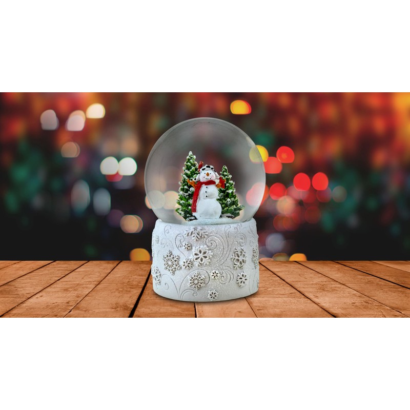 120MM Snowman Snow Globe with White Snowflake Base by The
