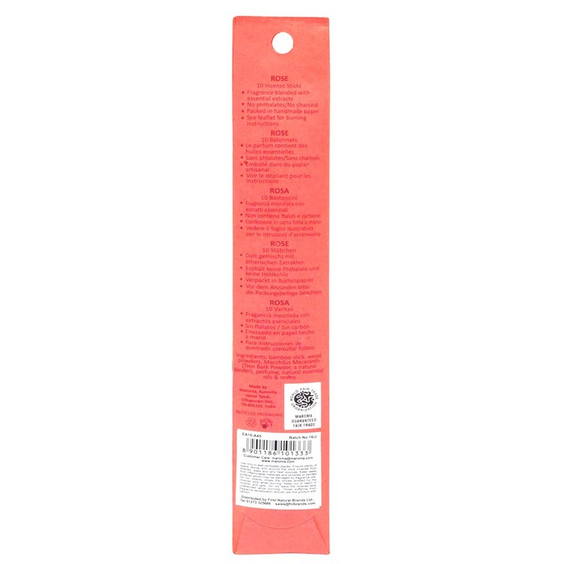 Maroma EDA Incense, Rose, 10 Count
