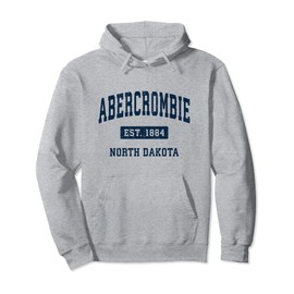 Abercrombie North Dakota ND Vintage Style Sports Desk Navy Pullover Hoodie, gray