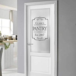 Kitchen Pantry Door Decal, Customizable, Last Name Established Year Decal Sticker, Kitchen Decor