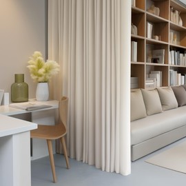 FMFUNCTEX 100% Beige Blackout Patio Sliding Glass Door Curtains 84 inch Length, Grommet Extra Wide Living Room Divider Curtains, Thermal Insulated Curtain Drapes for French Door/Bedroom 1 Panel