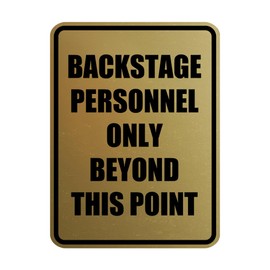 Portrait Round Backstage Personnel Only Beyond This Point Door or Wall Sign Easy Installation | Music | Concert | Festivals Sign (Brushed Gold) - Small