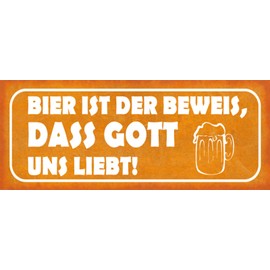 Generisch Blechschild 27x10 cm Bier ist der Beweis das Gott Uns Liebt Alkohol Trinken Spruch Motivation Lustig
