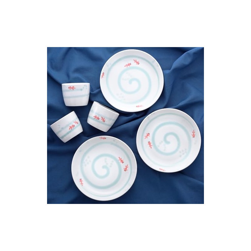 Kanese Soba Boar Cup Set, Mino Ware, Swimming Goldfish Free